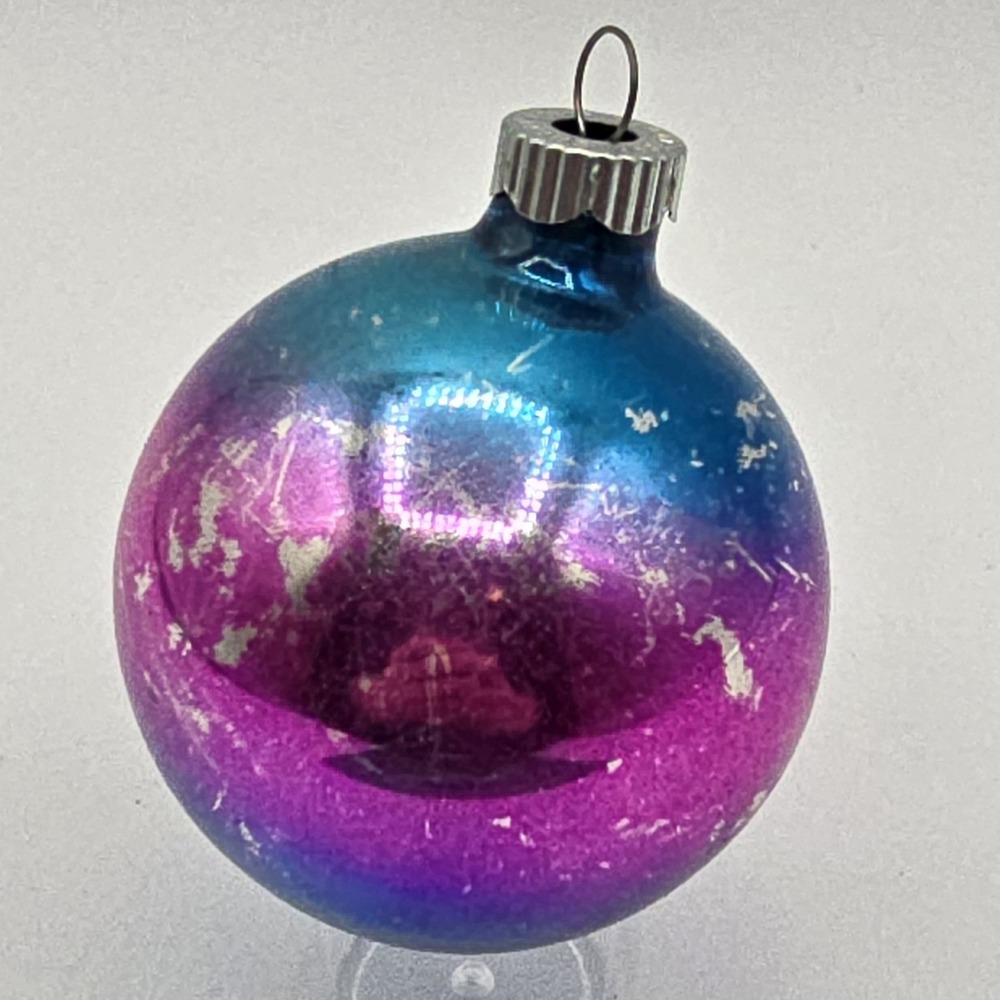 Vtg Ornament Round Blue and Pink Ombre‎ Shiny Brite Christmas Ornament Usa